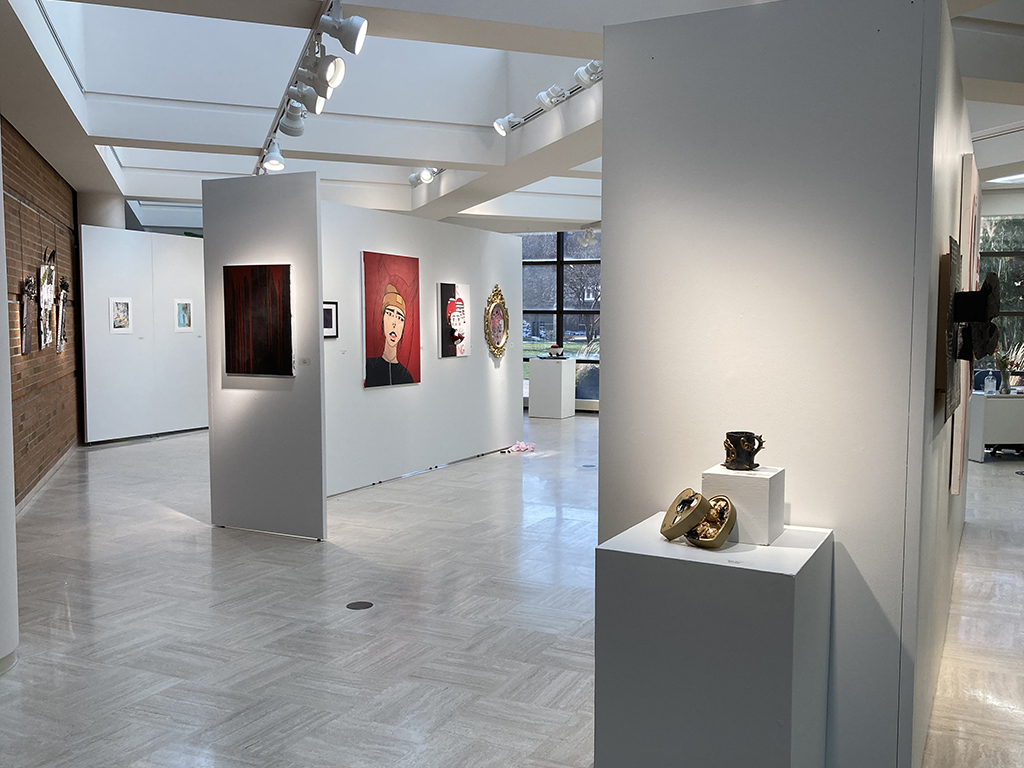 North corner looking south: Peters paintings and sculptures